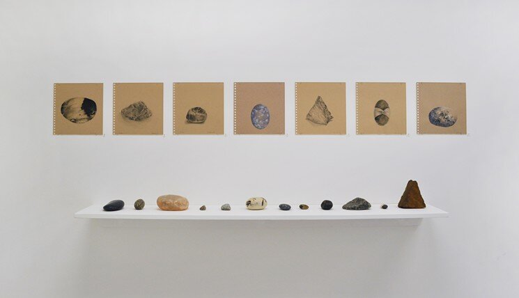 "Stone Diaries," top, and the collection that inspired it.